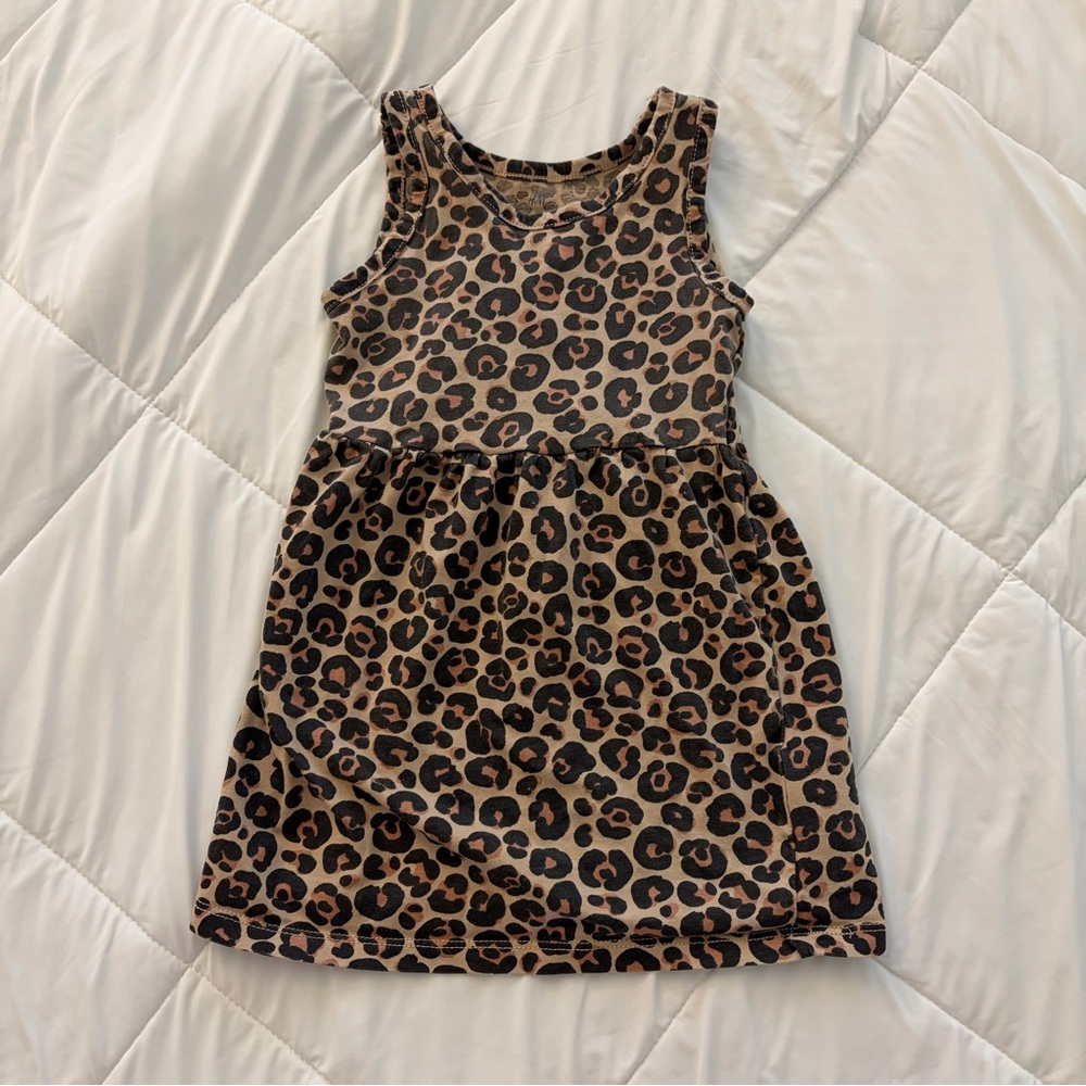H&M Girls Leopard Print Tank Dress Brown/Black 2T